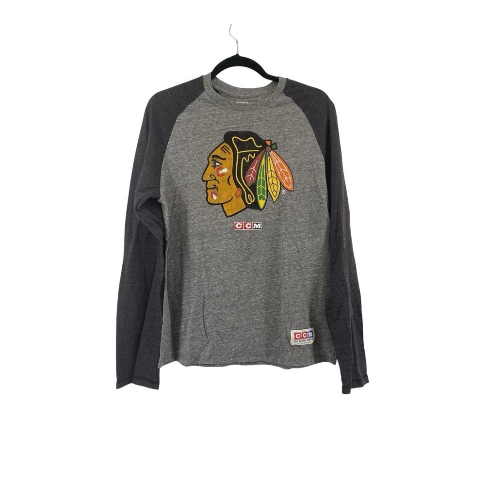 CCM Chicago Blackhawks Hockey Long Sleeve T-shirt NHL Size Large - Picture 1 of 6